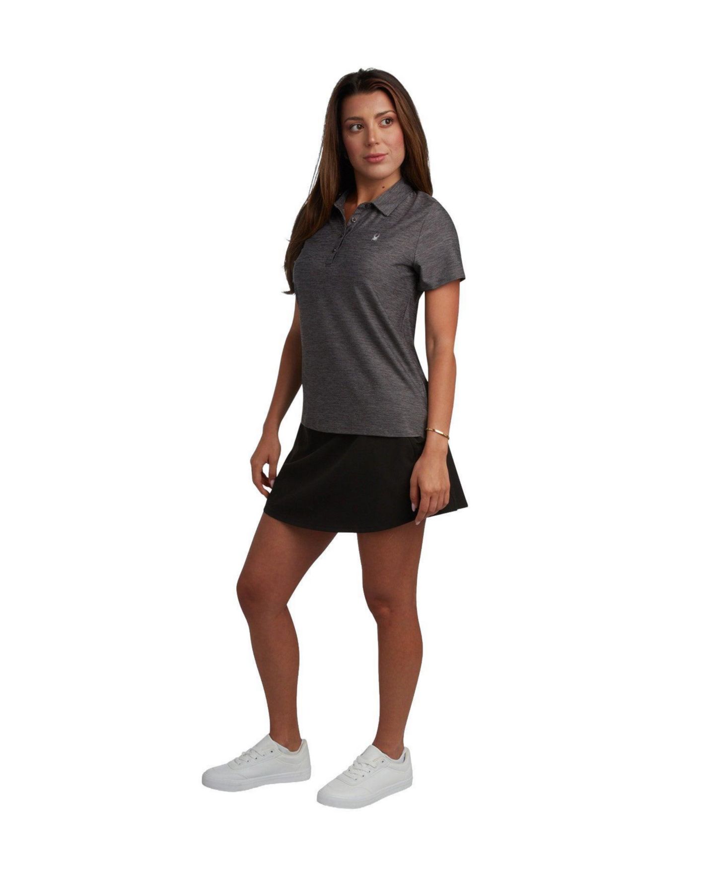 Женское поло Spyder Weekender Space-Dye Relaxed Fit Short-Sleeve Polo, цвет: Чёрный — фото 3