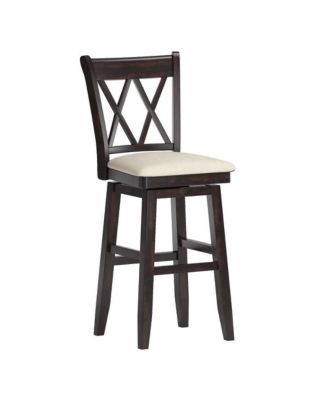 Lea Cross Swivel Bar Stool w/ Beige Linen Seat