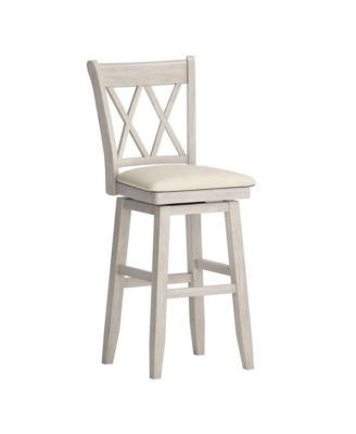 Lea Cross Swivel Bar Stool w/ Beige Linen Seat