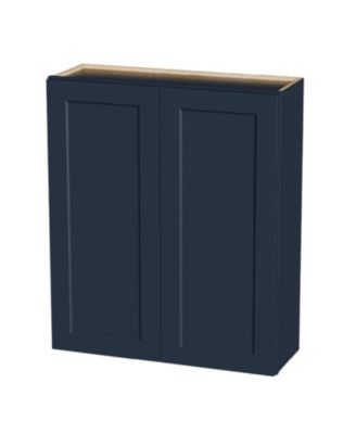 36W x 12D x 42H Solid Wood Shaker Wall Cabinet Navy Blue Soft Close Double Door Adjustable Shelves RTA for Kitchen Bath Laundry