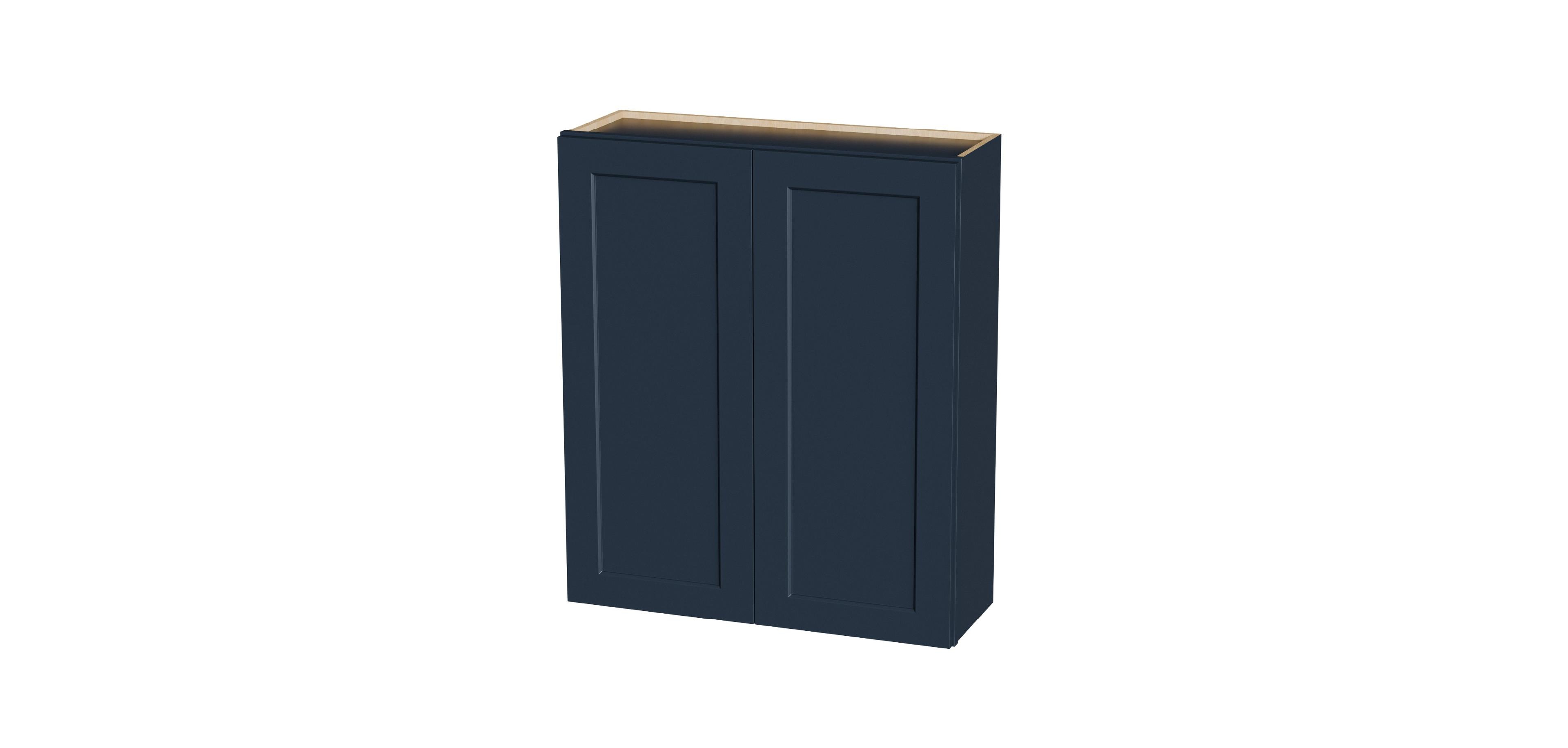 Boyel Living 36W x 12D x 42H Solid Wood Shaker Wall Cabinet Navy Blue Soft Close Double Door Adjustable Shelves Rta for Kitchen Bath Laundry