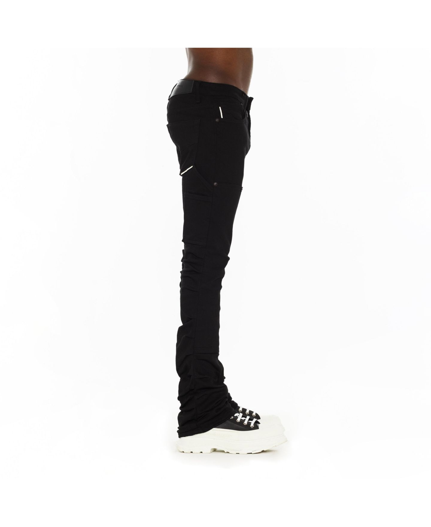 Мужские джинсы Hvman Chosen To Prevail x Cult Mars Loose-Fit Bootcut Cargo Denim Jeans, цвет: Чёрный — фото 4