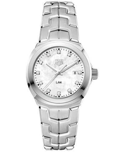 TAG Heuer Women's Swiss LINK Diamond (1/10 ct. t.w.) Stainless Steel Bracelet Watch 32mm WBC1312.BA0600