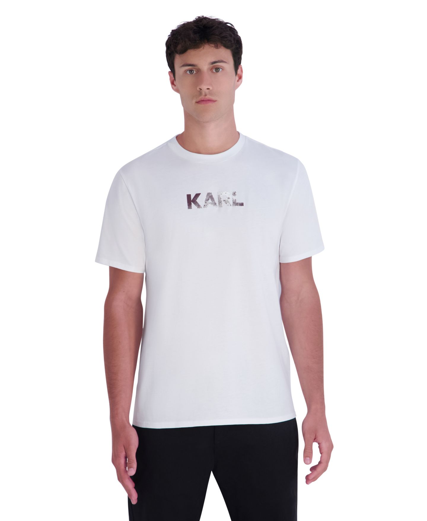 Мужская футболка KARL LAGERFELD PARIS Embossed Karl Crewneck Modern-Fit, цвет: Белый — фото 1