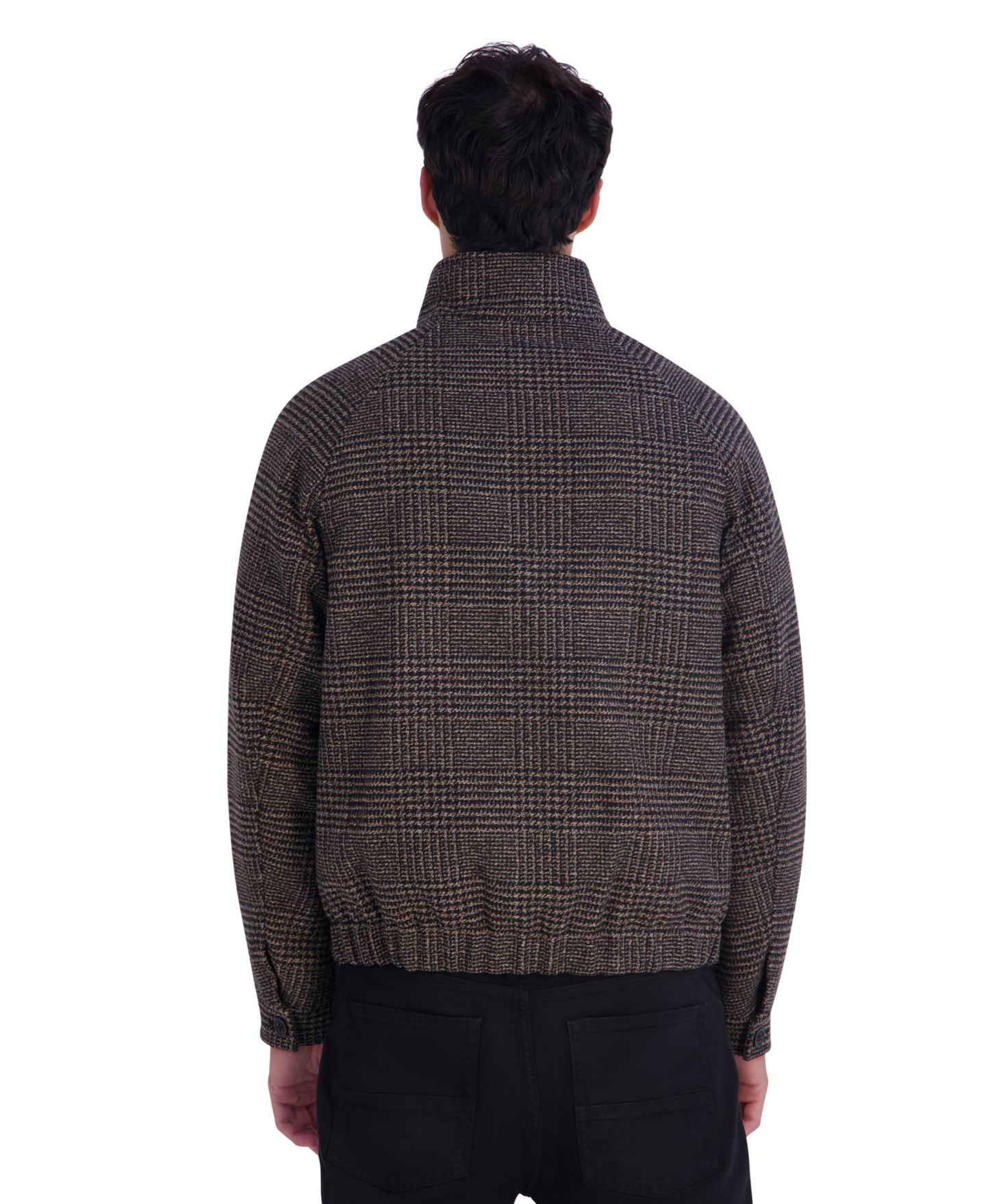 Мужская куртка KARL LAGERFELD PARIS Houndstooth Wool-Blend Bomber Modern-Fit, цвет: Коричневый — фото 5