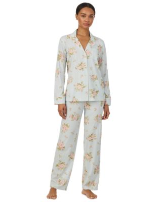 Petite Long-Sleeve Notch-Collar Floral Pajama Top and Pajama Pants, 2-Piece Set