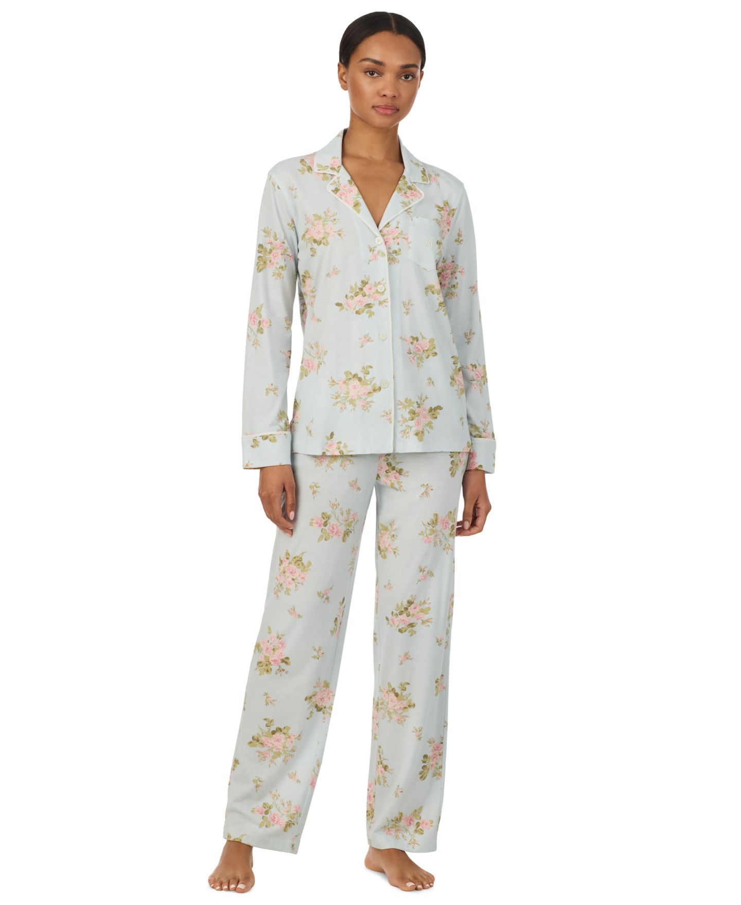 Женские топы Lauren Ralph Lauren с цветочным принтом, 2 предмета, для невысоких, цвет: Зелёный — фото 1