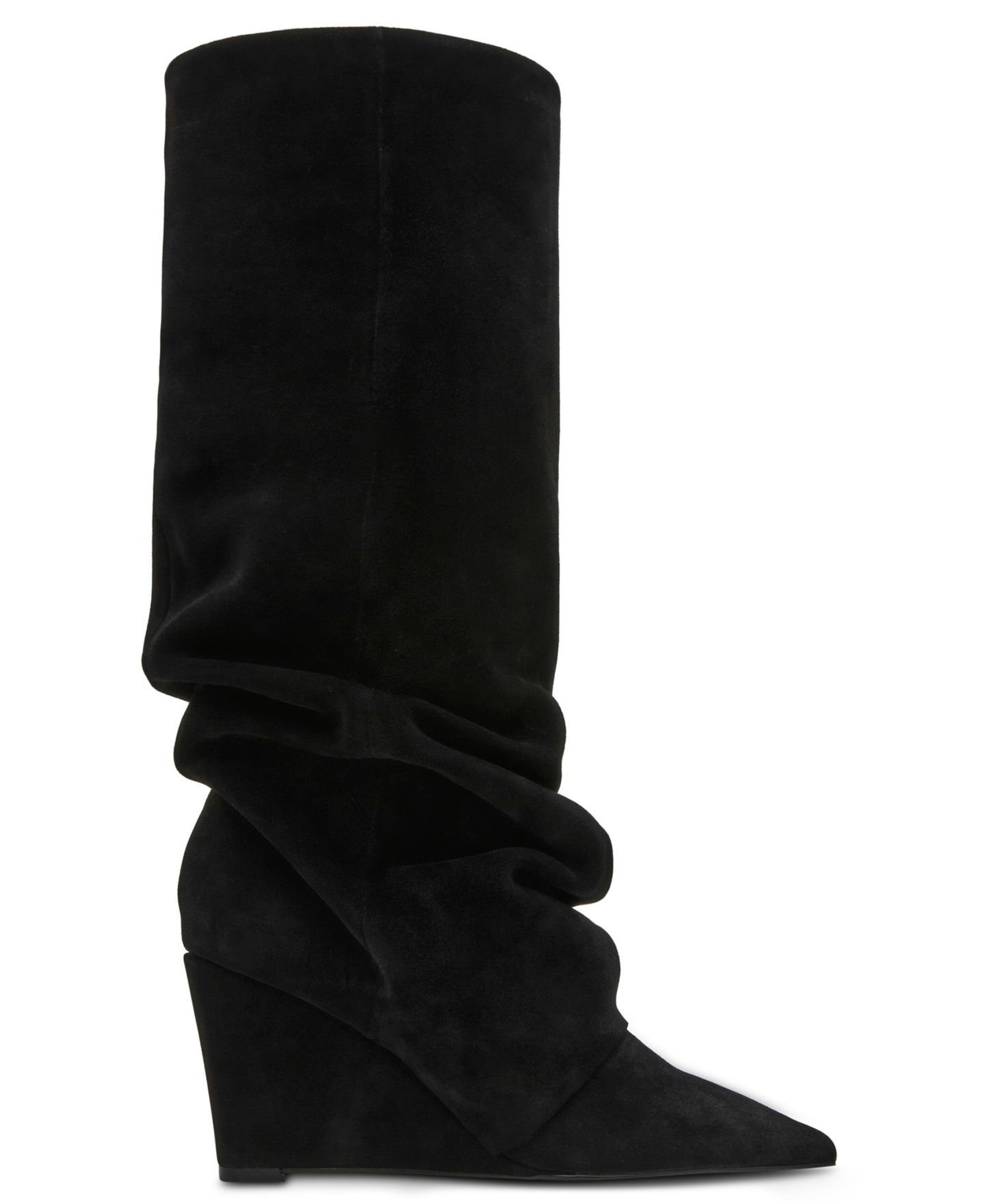 Женские ботинки Steve Madden Liberty Slouch Wedge Tall, цвет: Чёрный замшевый — фото 2