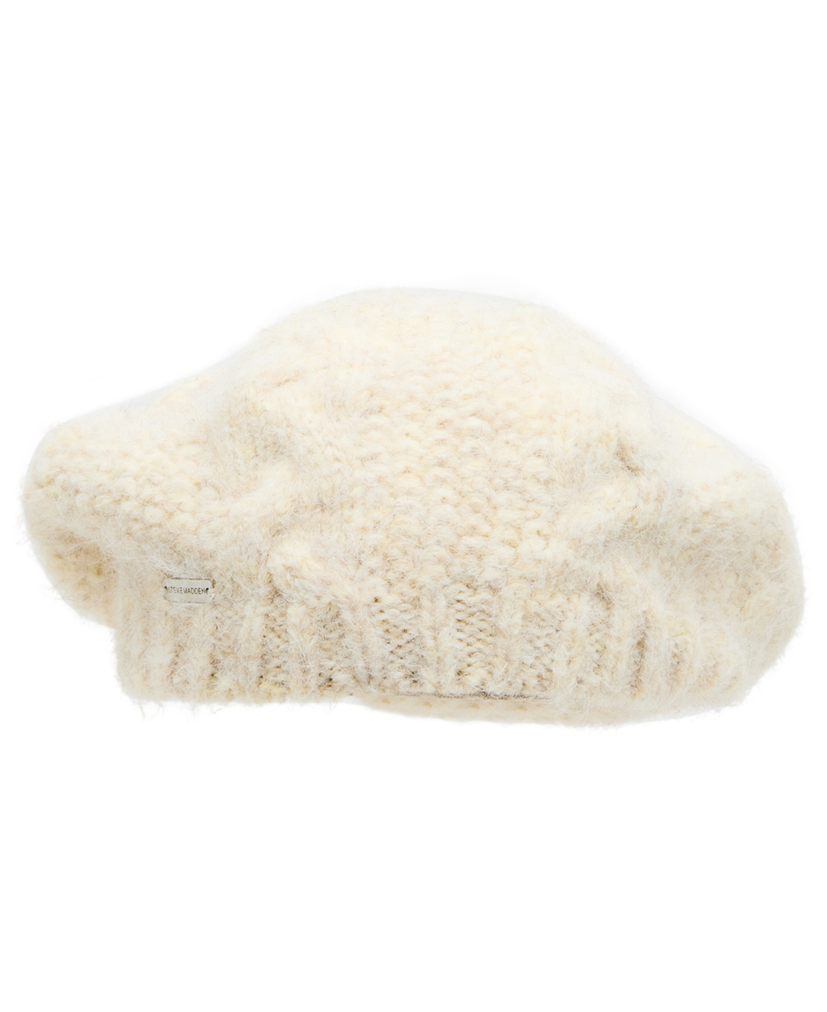 Steve Madden Fuzzy Chunky Cable Beret - Off White