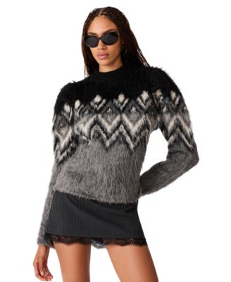 Women's Mora Mock Neck Fair Isle Fuzzy Knit Sweater