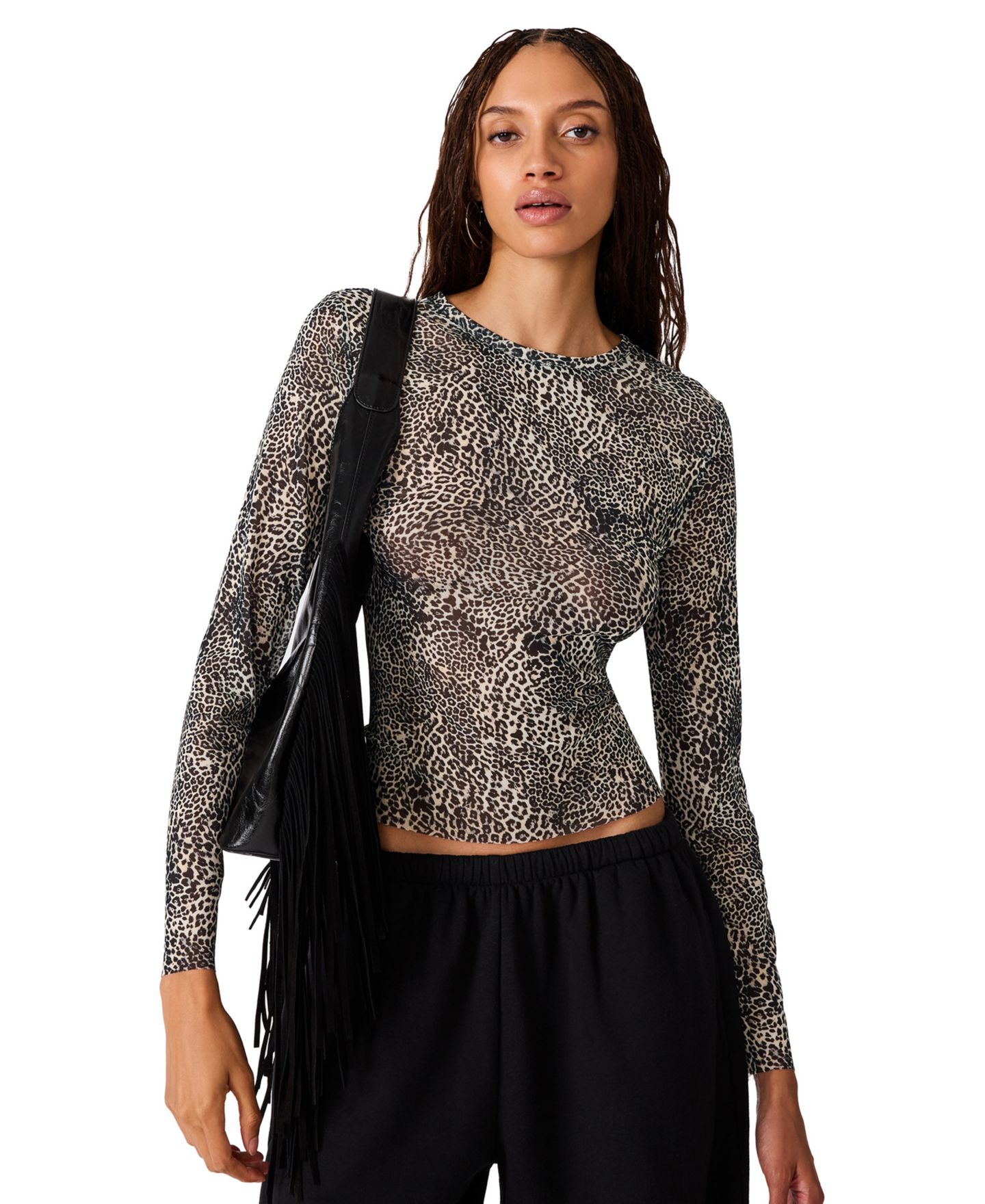 Женская футболка Steve Madden Sandy Long-Sleeve Leopard-Print, цвет: Parlor Spots — фото 4