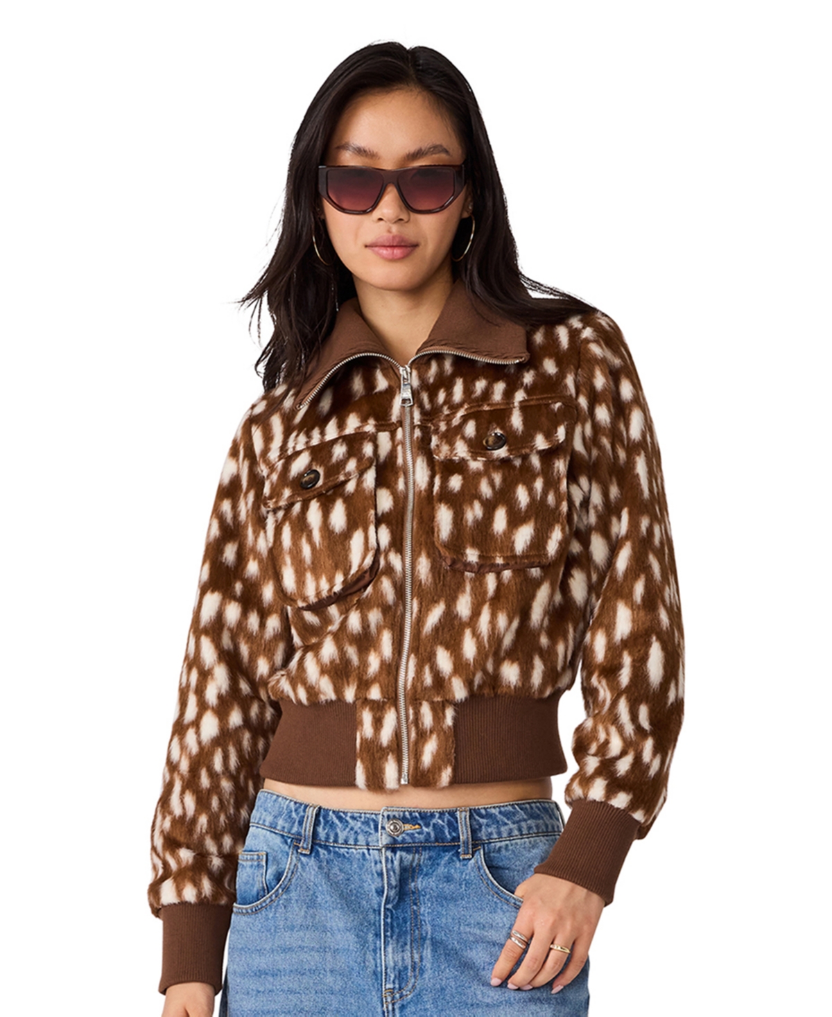 Steve Madden Women's Hunton Cropped Bomber Jacket