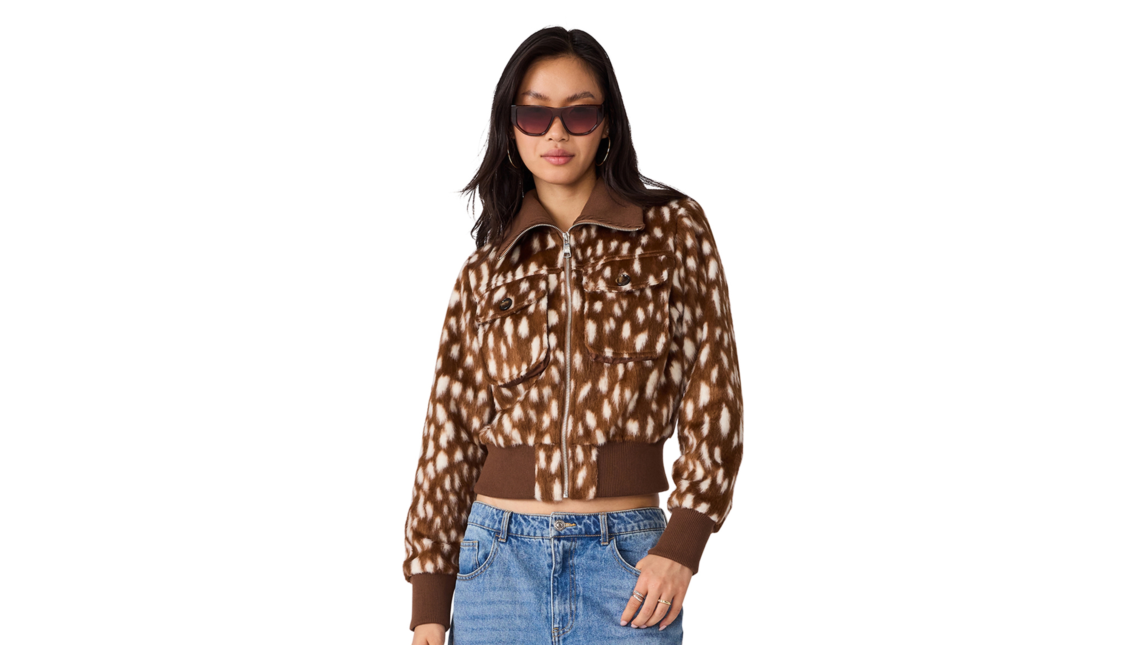 Steve Madden Women's Hunton Cropped Bomber Jacket