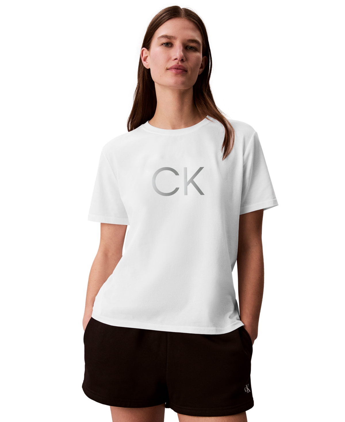 Calvin Klein Performance Women's Classic Fit Crewneck Short-Sleeve T-Shirt - White