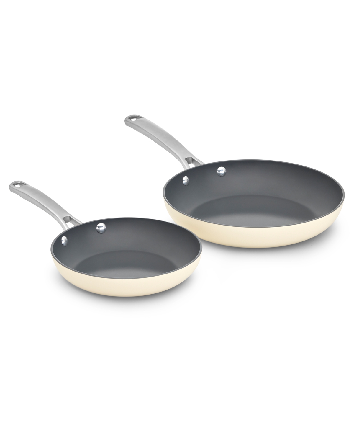 Calphalon Ceramic 2-piece Fry Pan Set In Cream