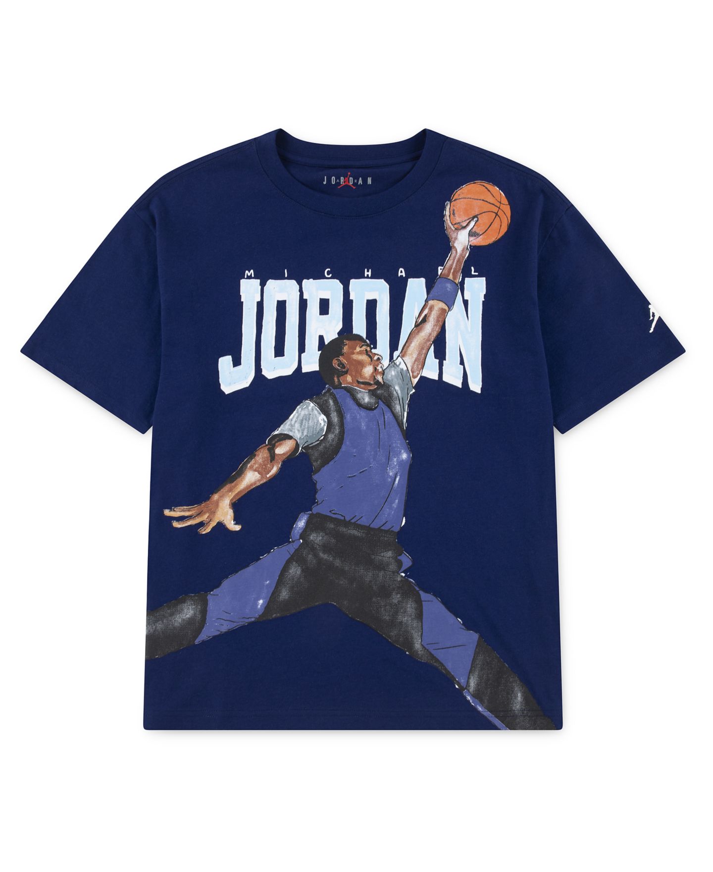 Детская футболка Jordan с принтом и коротким рукавом, 8-20, цвет: Синий — фото 1