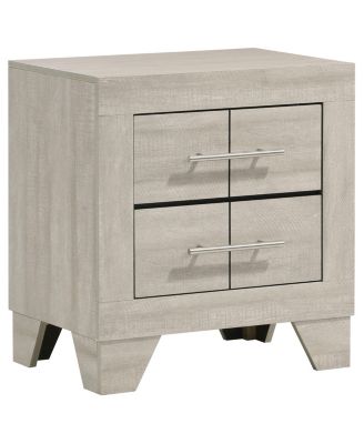 Rustic Cream 2-Drawer Nightstand, MDF Wood Side Table with English Dovetail Drawers