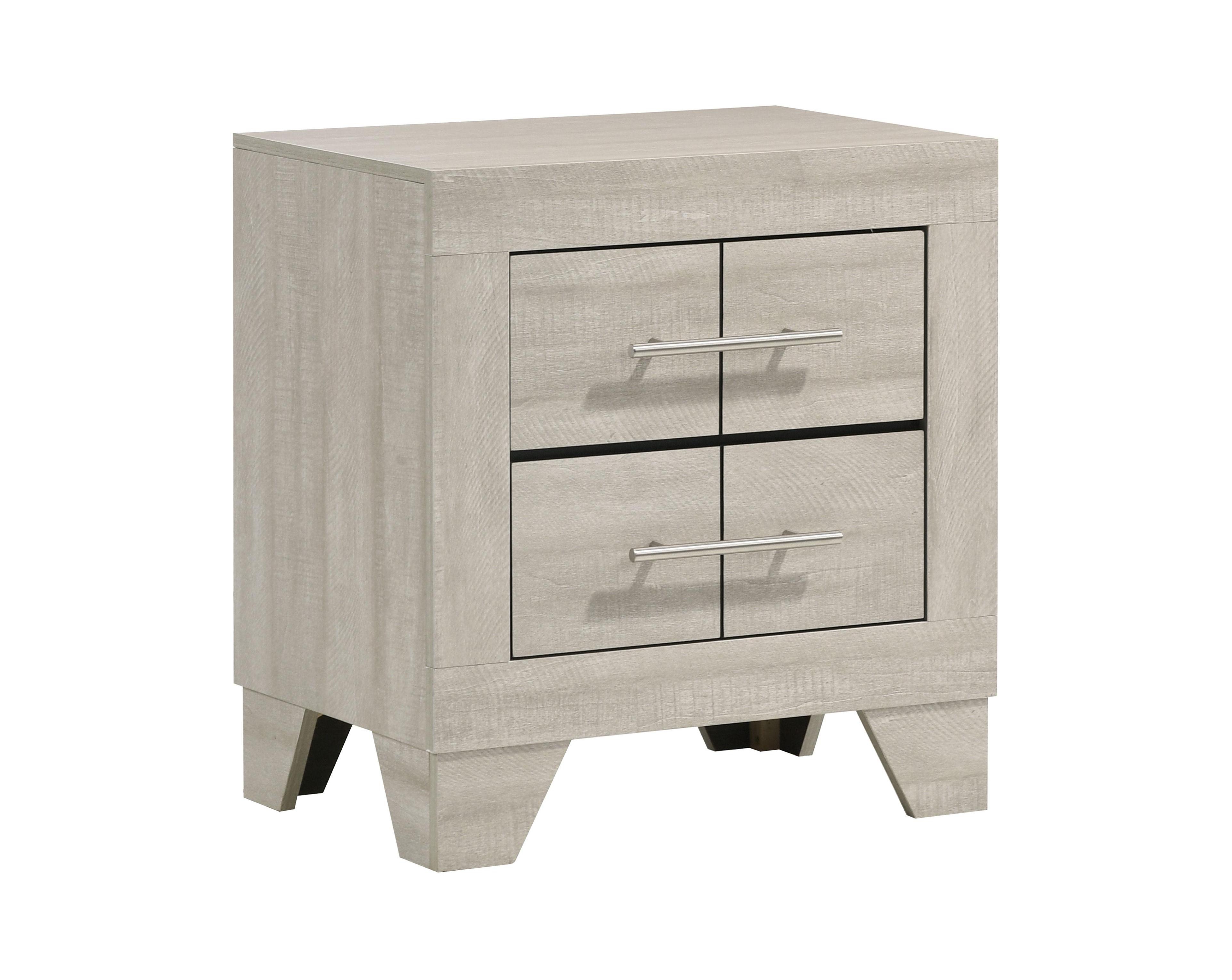 Flynama Rustic Cream 2-Drawer Nightstand, Mdf Wood Side Table with English Dovetail Drawers