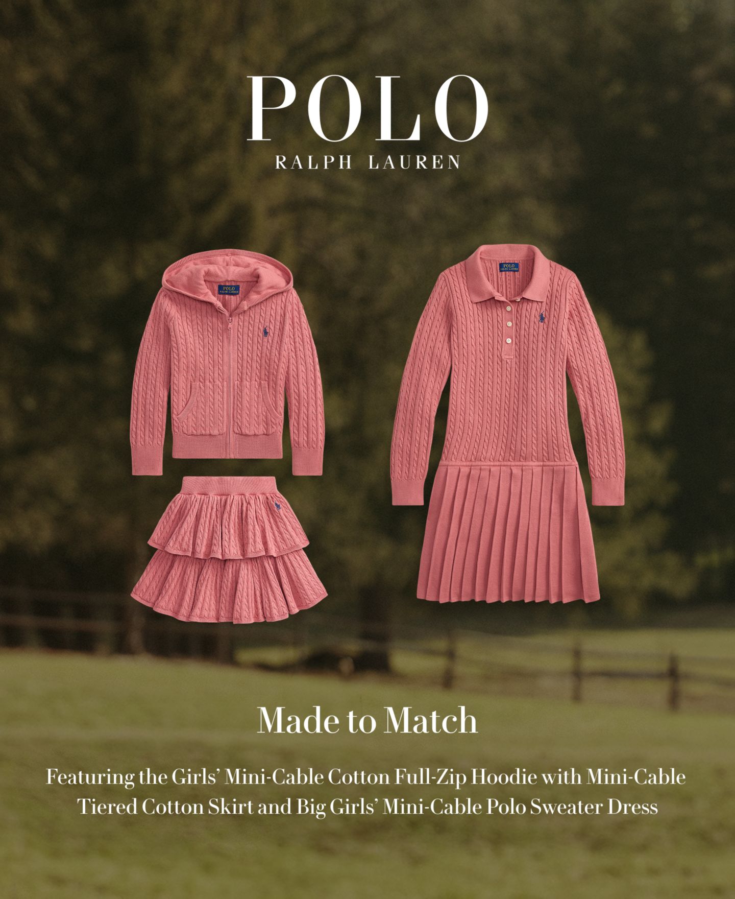 Худи Polo Ralph Lauren Mini-Cable Cotton Full-Zip для девочек, цвет: Холщовый розовый — фото 4