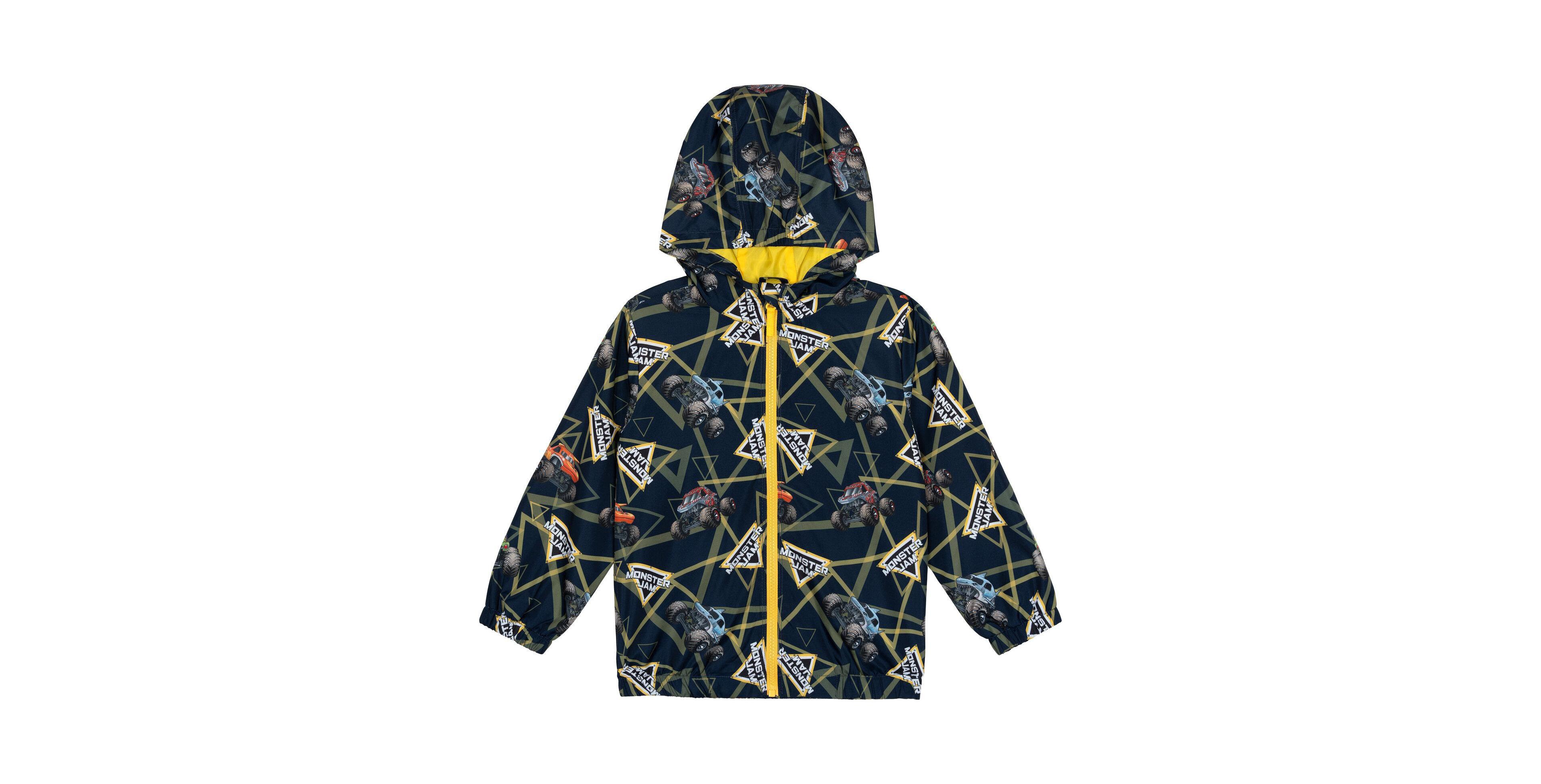 Monster Jam Toddler Boy's Zip-Up Hooded Windbreaker Jacket