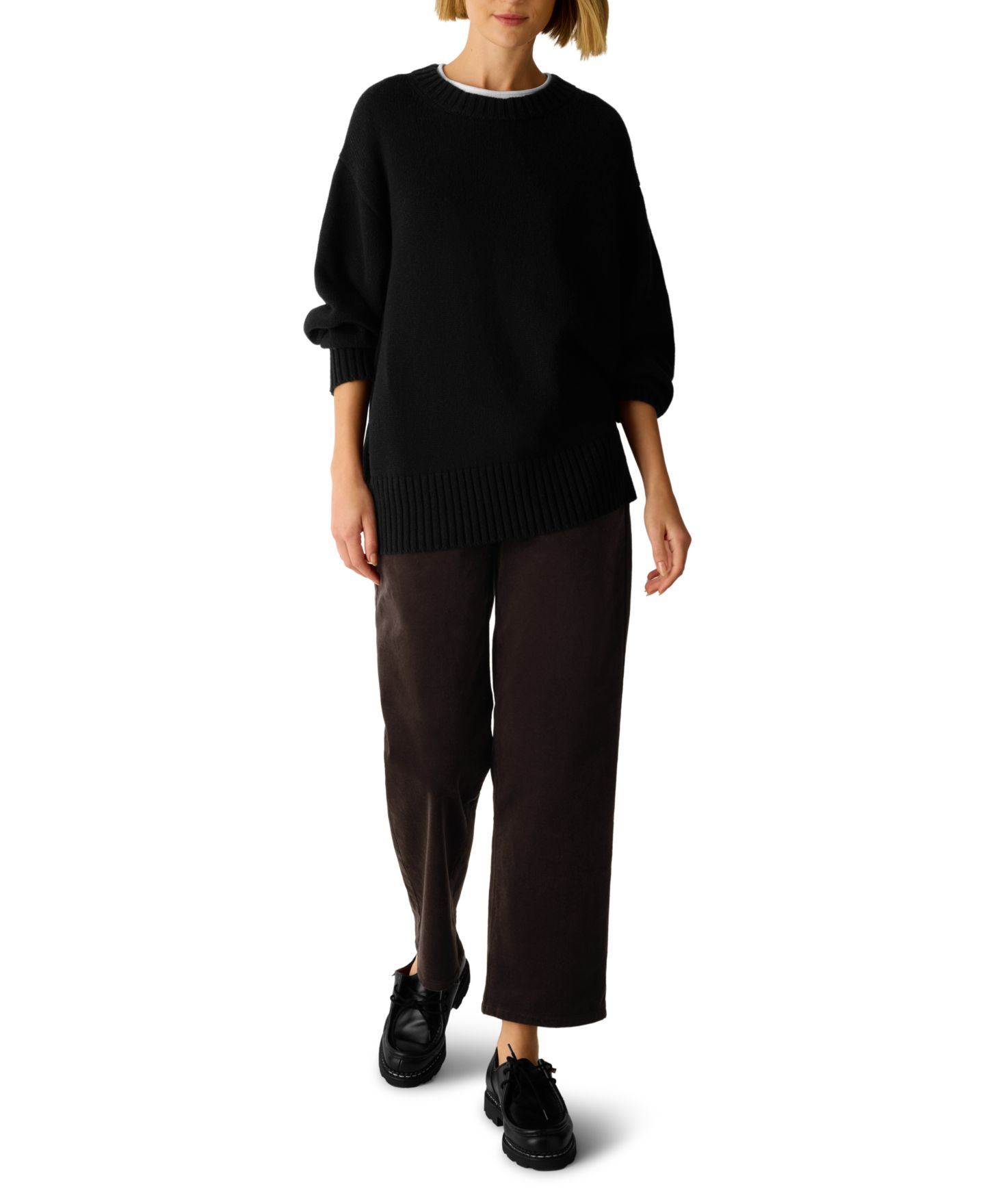 Женский свитер Eileen Fisher Generational Oversized Crewneck Lightweight, цвет: Чёрный — фото 2