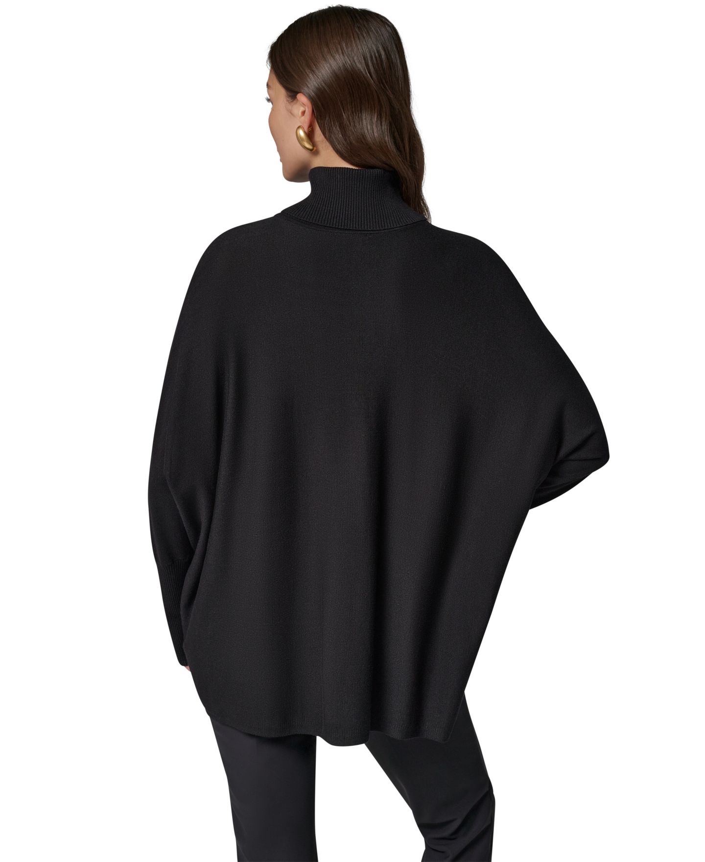 Женские свитеры Donna Karan New York Petite Oversized Metallic Paint-Print Turtleneck, цвет: Чёрный / Золотой разноцветный — фото 7