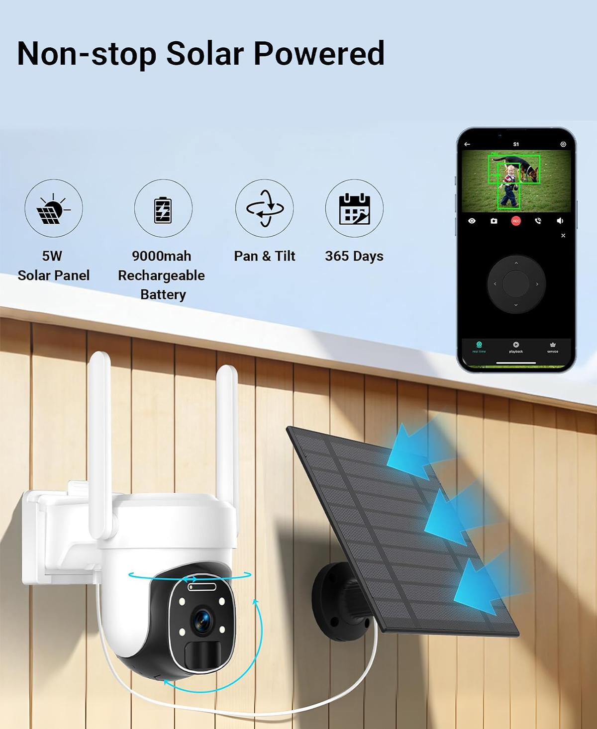 eco4life 4G Lte Cellular Ptz Solar Security Camera, No WiFi Needed, 2K Qhd Color Night Vision, Ai Motion Detection, IP66 Waterproof