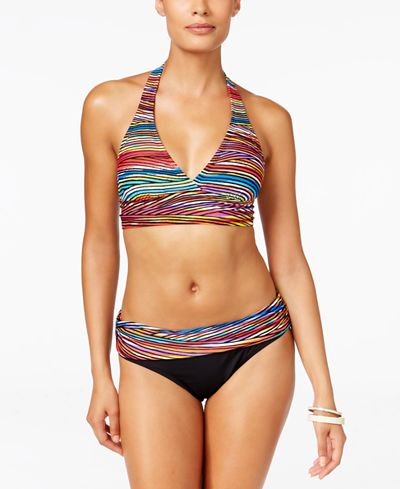 Anne Cole Pick Up Stix Striped Halter Bikini Top & Foldover Bikini Bottoms