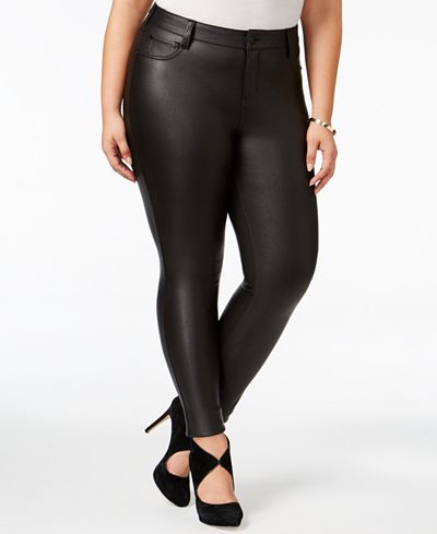 Celebrity Pink Trendy Plus Size Coated Ponté Knit Skinny Jeans