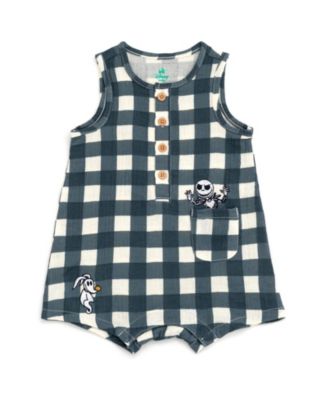 Baby Boys' Plaid Cotton-Gauze Sleeveless Romper