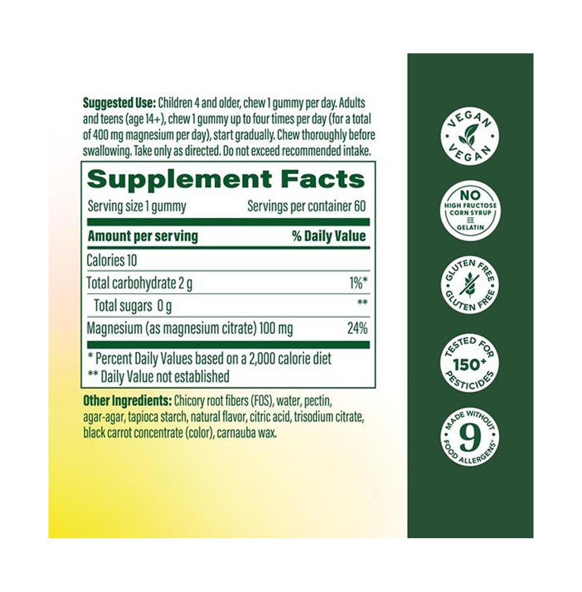 MegaFood Magnesium Citrate Gummies, For Adults, Teens and Kids 4+, 60 Raspberry Gummies