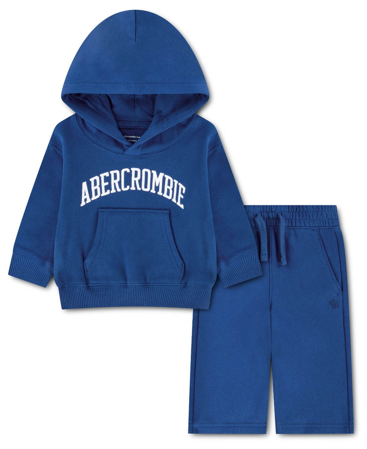 abercrombie kids Baby Boys' Hooded Fleece Kangaroo-Pocket Hoodie Sweatshirt and Shorts, 2-Piece Set