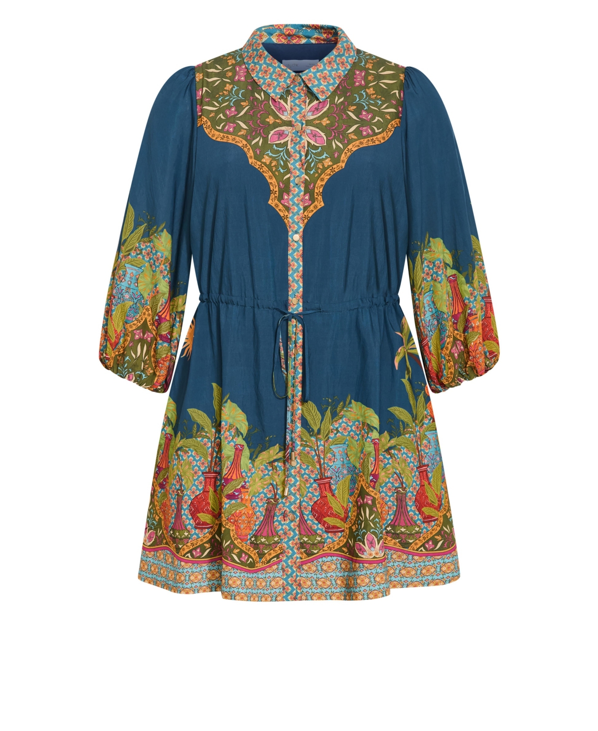 City Chic Plus Fools Paradise Print Collared Mini Dress