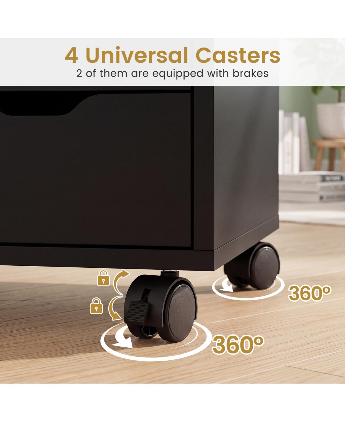 Costway 5 Drawer Storage Cabinet on Wheels with Door and Adjustable Shelf for Home Office