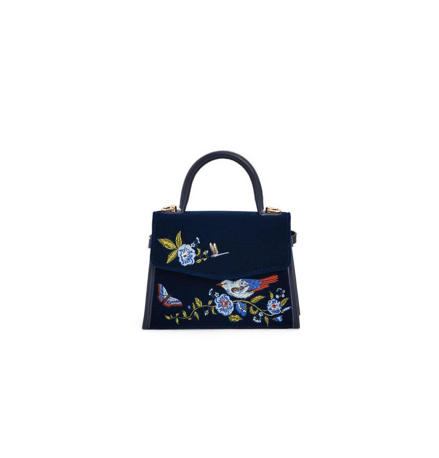 Женская сумка Fable England Eliza Nightingale Embroidered Top Handle, цвет: Тёмно-синий — фото 1