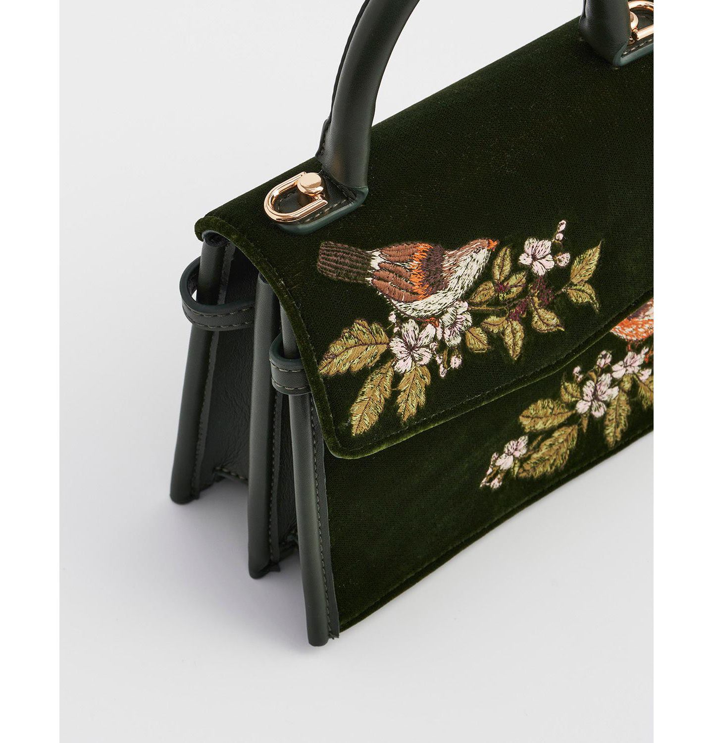 Женская сумка Fable England Eliza Wren Embroidered Top handle, цвет: Зелёный — фото 3