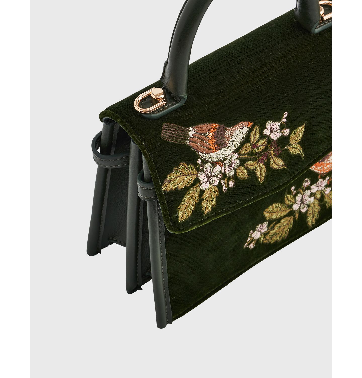 Женская сумка Fable England Eliza Wren Embroidered Top handle, цвет: Зелёный — фото 9