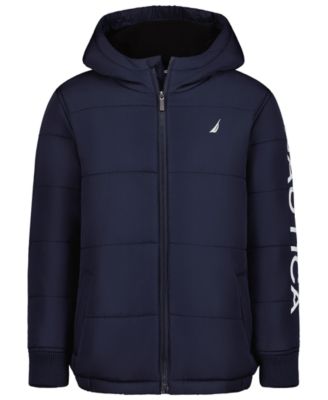 Boys' 8-20 Hooded Puffer Jacket with Beanie, 2-Piece Set