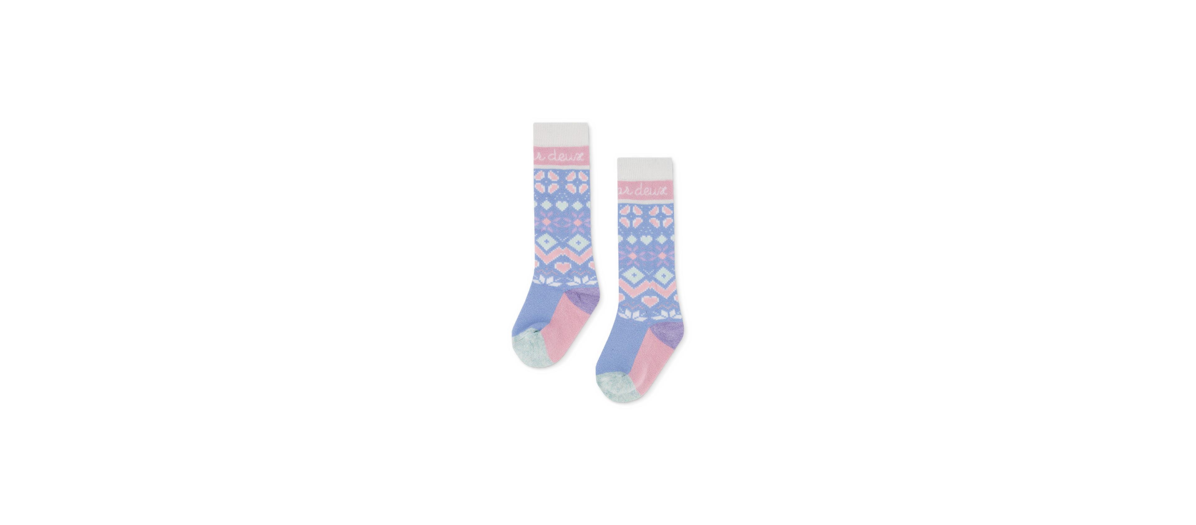Deux par Deux Toddler Girls' 2T-5T Merino Wool Fair Isle Ski Socks