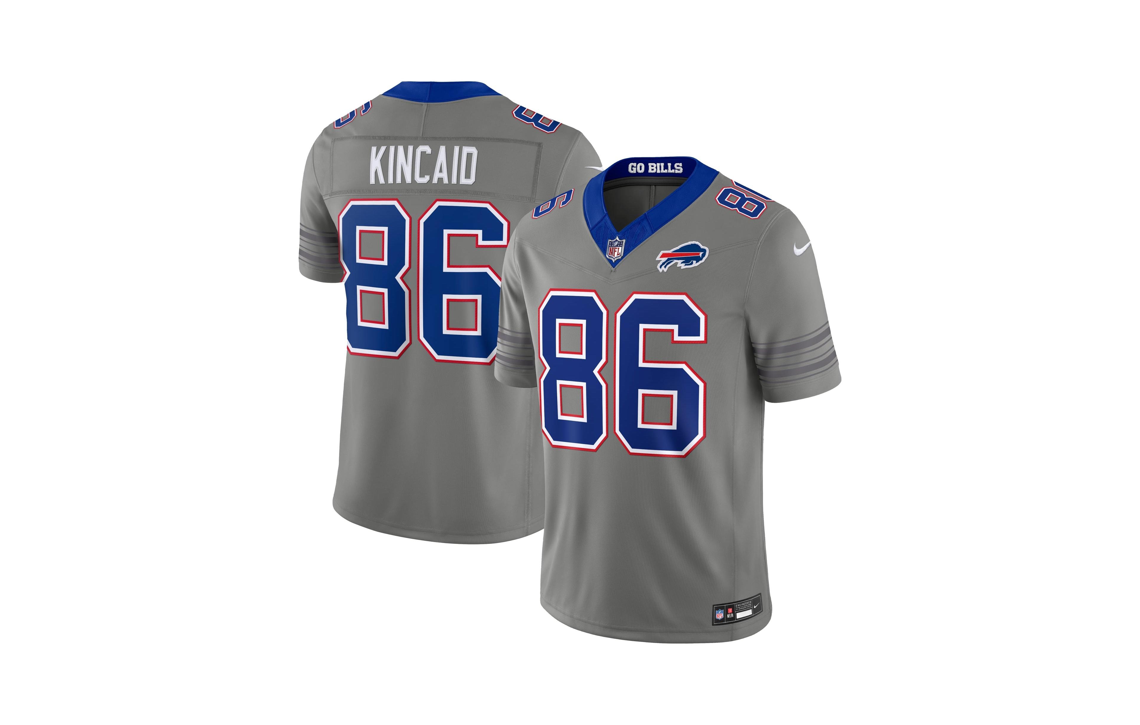 Nike Men's Dalton Kincaid Gray Buffalo Bills Nickel City Vapor F.u.s.e. Stitched Limited Jersey