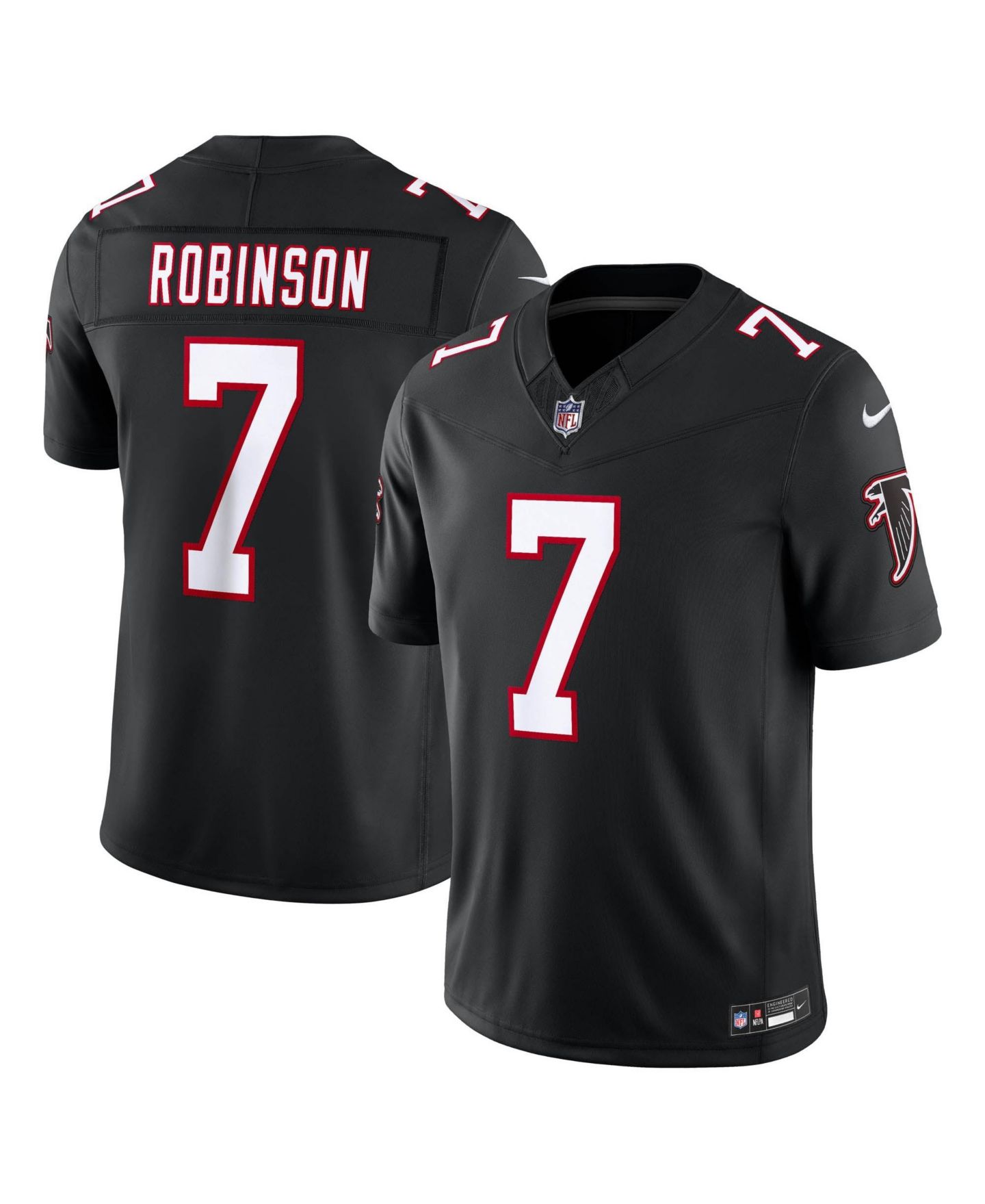 Мужской топ Nike Bijan Robinson Black Atlanta Falcons Alternate Throwback Vapor F.U.S.E. Stitched Limited Jersey — фото 1