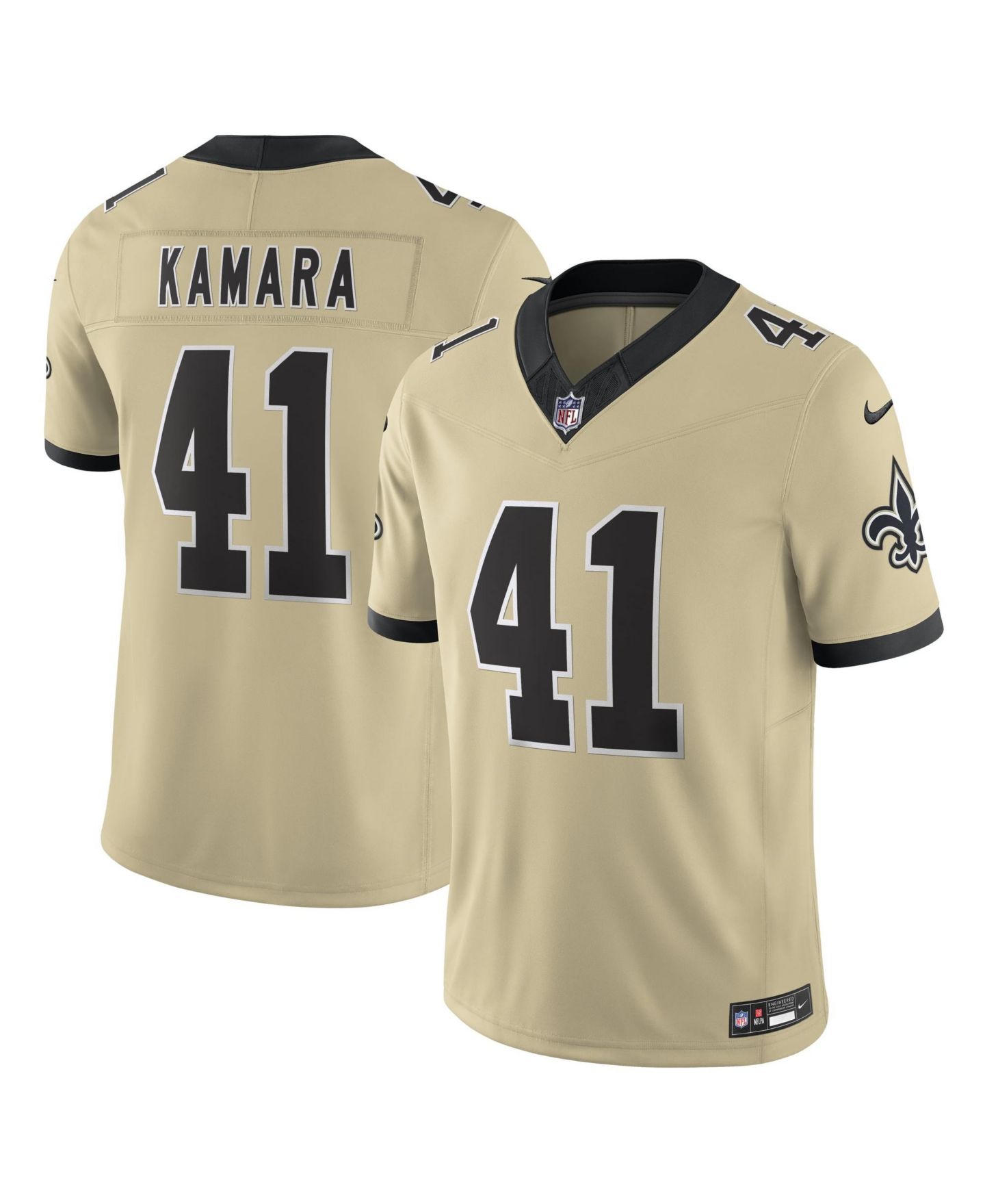 Мужской топ Nike Alvin Kamara Gold New Orleans Saints Gameday Golds Alternate Vapor F.U.S.E. Limited Jersey — фото 6