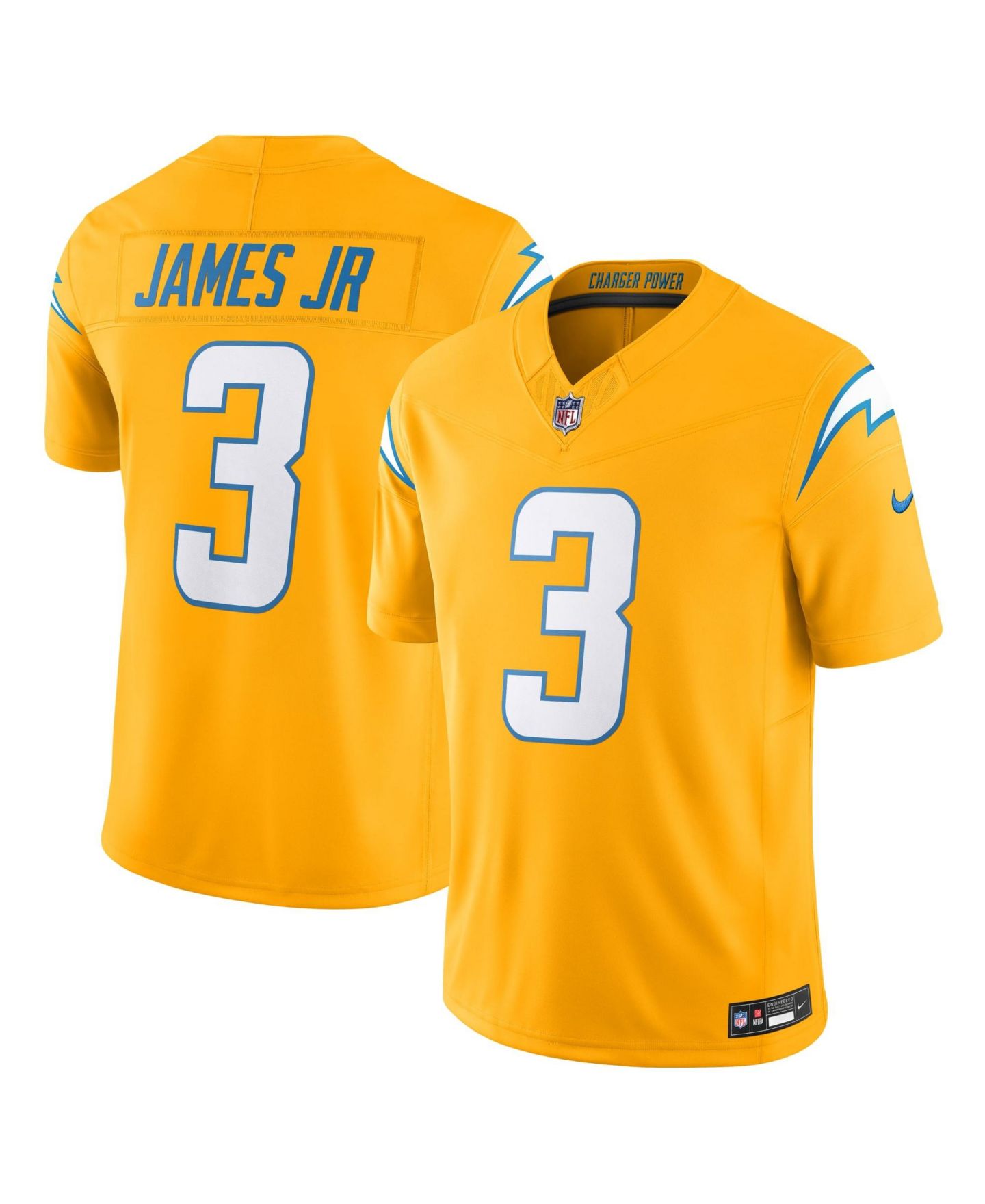 Мужской топ Nike Derwin James Jr. Gold Los Angeles Chargers Alternate Charger Power Vapor F.U.S.E. Limited Jersey — фото 6