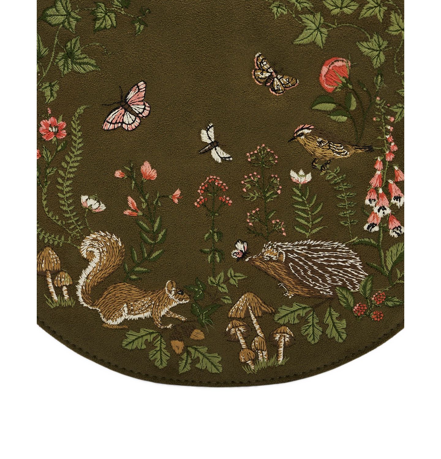 Женская сумка Fable England Charlotte Meadow Scene Embroidered Faux Suede Saddle, цвет: Хаки — фото 7