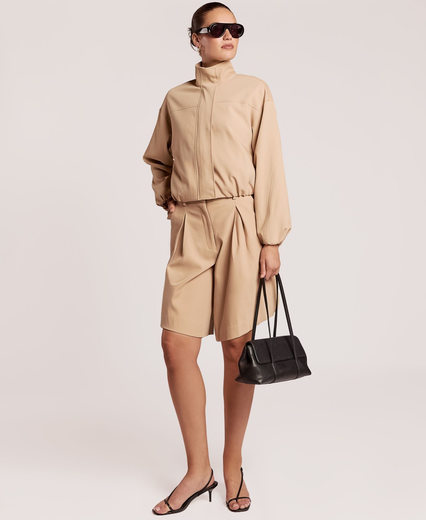 Женские шорты 4th & Reckless Burton High-Rise Wide-Leg Pleated, цвет: Бежевый — фото 2