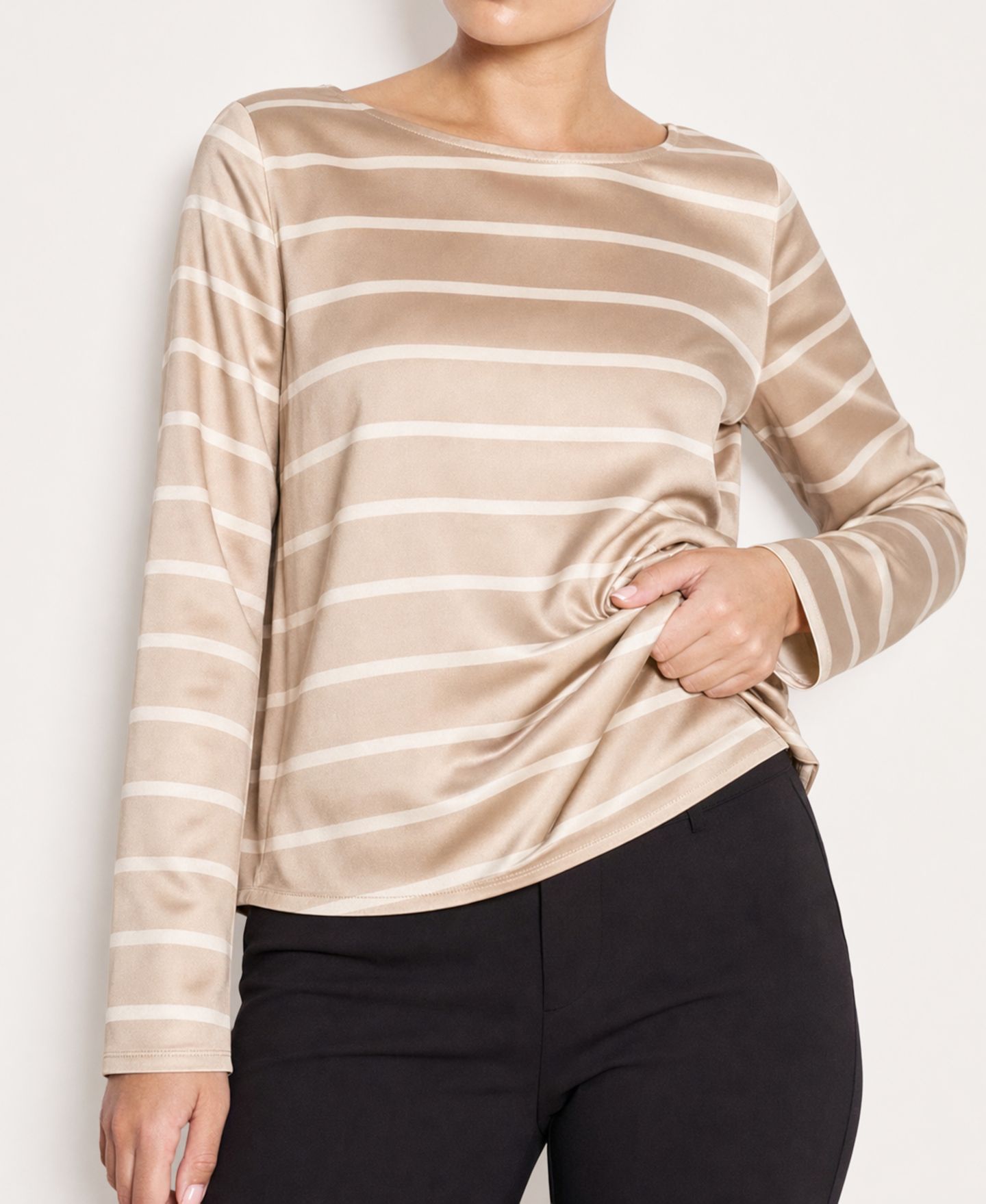 Женская блузка 4th & Reckless Leroy Stripe Boat-Neck Long-Sleeve, цвет: Бежевый — фото 3