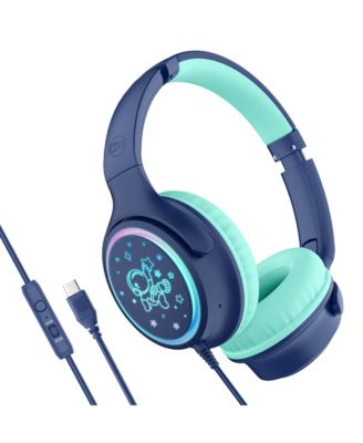 KidJamz KJ65U Safe Listening USB-C Over-Ear Headphones for Kids with LED Lights