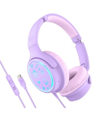 KidJamz KJ65U Safe Listening USB-C Over-Ear Headphones for Kids with LED Lights