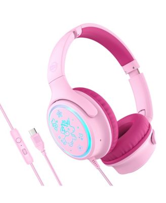 KidJamz KJ65U Safe Listening USB-C Over-Ear Headphones for Kids with LED Lights