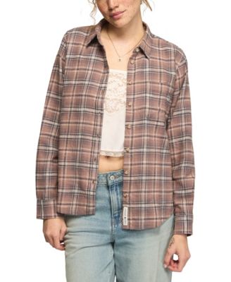 Women's Long-Sleeve Plaid Button Down Shirt
